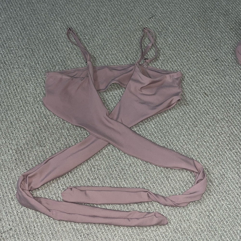Purple wrap bathing suit